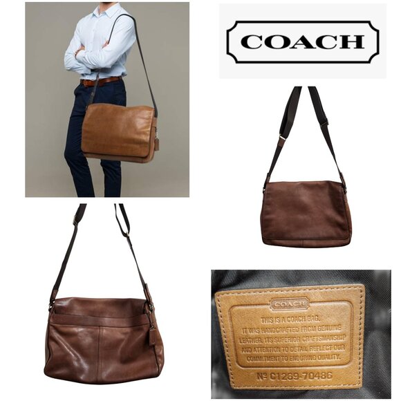 Coach Shoulder Bag 70486 Bleecker Courier Soft Port Leather Cowhide Flap Type - Picture 1 of 16